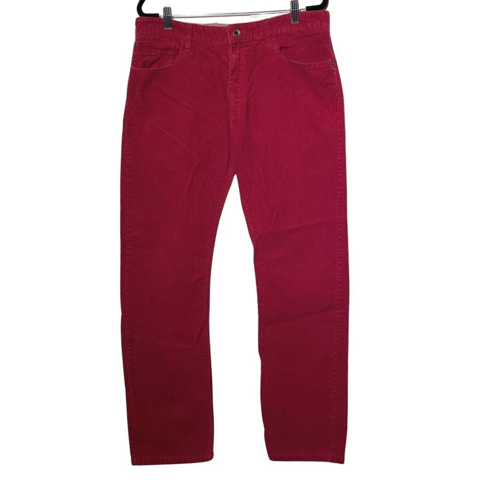 Izod Mens Straight Fit Coupe Droite Jeans Red Corduroy Pants, Size 32 x 32